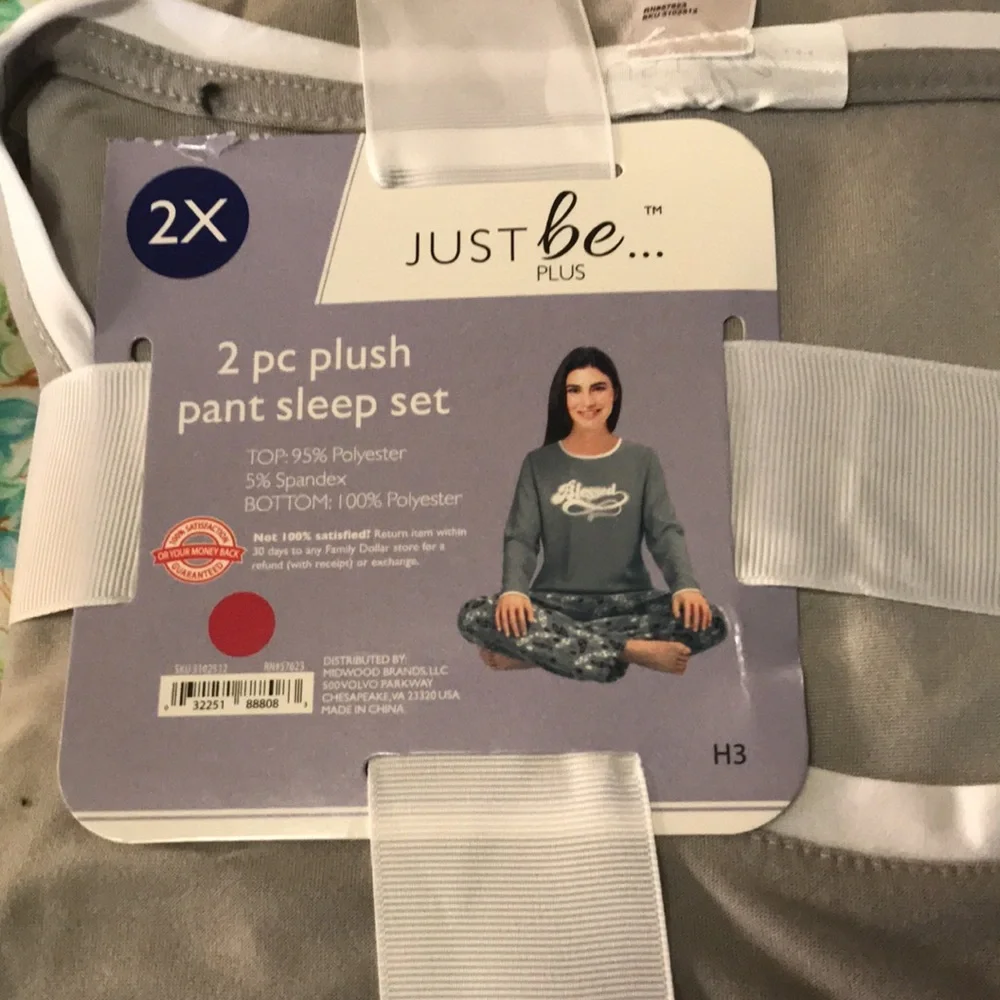 Gray & black just be blessed pajama set (2X)